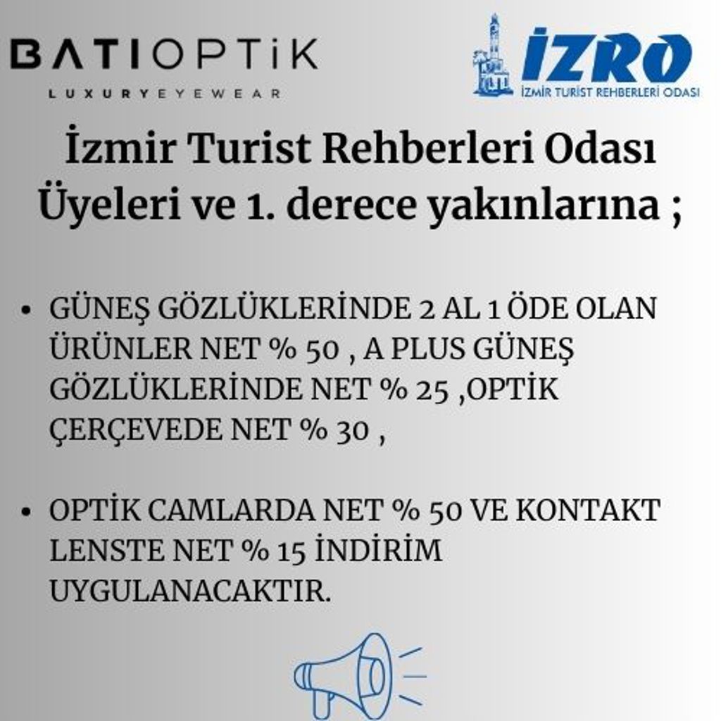 Batı Optik İZRO Üyelerine ve 1.derece yakınlarına uygulayacağı indirim oranları;